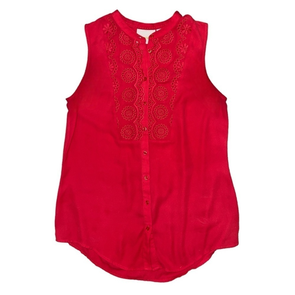 Maeve by Anthropologie pink orange lace tank top blouse women’s size 4